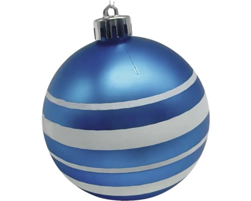 Boule de Noël bleue à rayures pour décoration de Noël