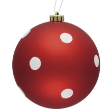 Boule de Noël rouge avec des points blancs