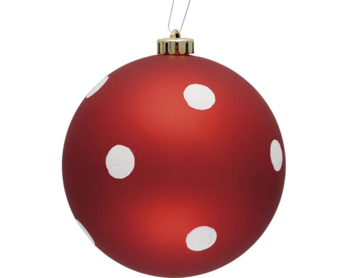 Boule de Noël rouge avec des points blancs