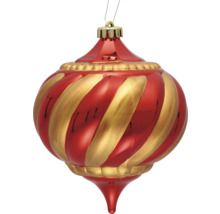 Rote Christbaumkugel mit goldenen Streifen