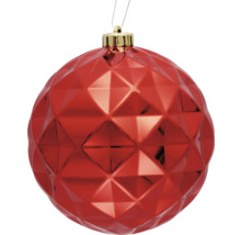 Rote Weihnachtskugel mit Facettendesign