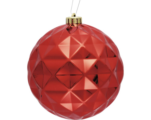 Rote Weihnachtskugel mit Facettendesign