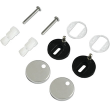 Kit de fixation pour sièges de WC, comprenant vis, chevilles et caches