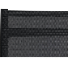 Detailansicht eines schwarzen Rollos mit Gewebestruktur