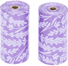 Zwei Rollen Hundekotbeutel mit floralem Muster