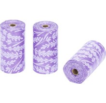 Drei Rollen Hundekotbeutel mit Blumenmuster