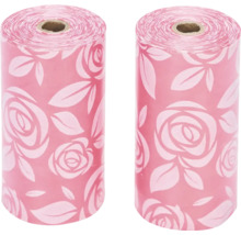 Zwei Rollen Hundekotbeutel mit Rosenmuster