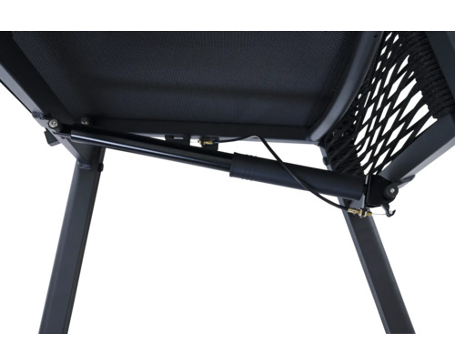 Vue détaillée d'une chaise de jardin avec ressort à gaz pour régler le dossier