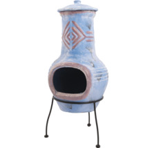 Brasero de terrasse de jardin en terre cuite avec couvercle et cadre en métal