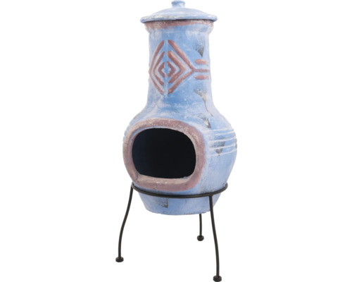 Brasero de terrasse de jardin en terre cuite avec couvercle et cadre en métal