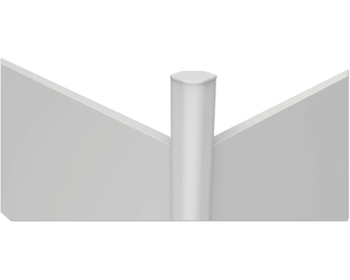 Detailansicht eines weißen Zaunelements mit Pfosten