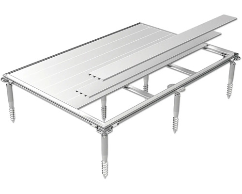 Aluminiumstisch mit Tischplatten und Schraubfüßen