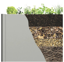 Structure en couches d''un potager surélevé avec plantation