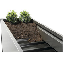 Jardinière surélevée avec terre et plantation