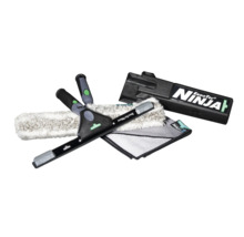 Kit de nettoyage de vitres Unger ErgoTec Ninja avec raclette, mouilleur, housse microfibre et boîte de rangement