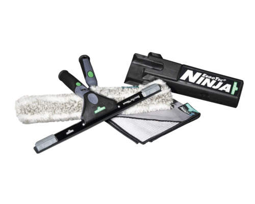 Unger ErgoTec Ninja Fensterreinigungsset mit Wischer, Einwascher, Mikrofaserbezug und Aufbewahrungsbox