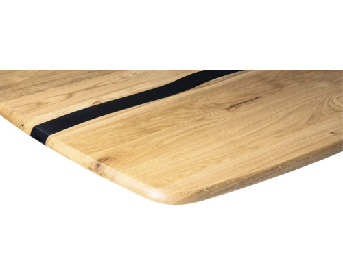 Plateau de table en bois avec insert en résine