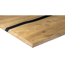 Plateau de table en bois avec insert en résine