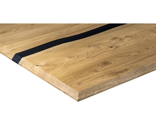 Plateau de table en bois avec insert en résine