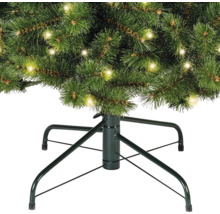 Vue détaillée d'un sapin de Noël avec éclairage et support pour sapin de Noël