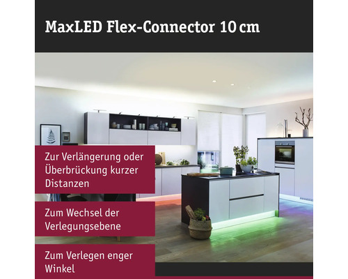 MaxLED Flex Verbinder 10 cm in einer modernen Küche zur flexiblen LED Band Installation