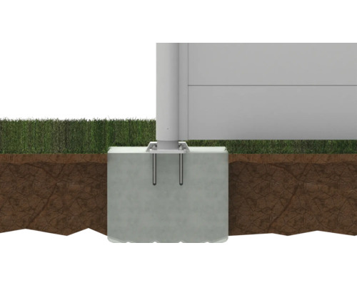 Detailansicht eines Betonfundaments im Erdreich