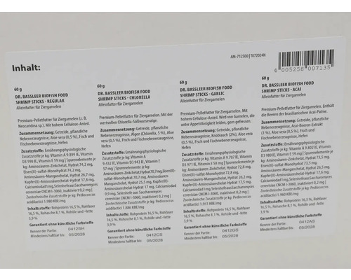 Informationen zu Dr. Bassleer Biofish Food Shrimp Sticks für Ziergarnelen