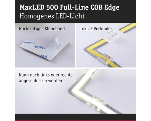 MaxLED 500 Full-Line COB Edge LED-Streifen mit rückseitigem Klebeband und Verbinder