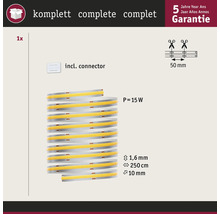 LED Streifen Komplettset mit 250 cm Länge und 15 Watt Leistung
