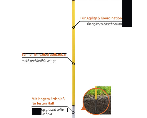 Agility-Stange zur Verbesserung von Agilität und Koordination mit Erdspieß für festen Halt