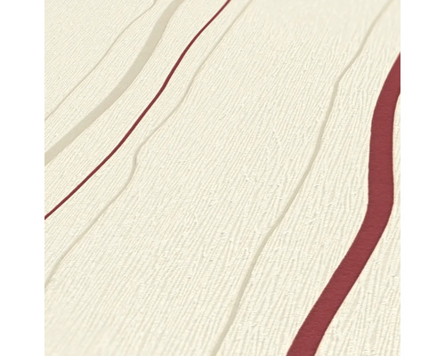 Tapete mit Wellenmuster in Creme und Rot