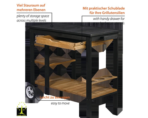 Grilltisch mit Schublade und Ablageflächen