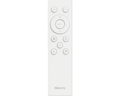Télécommande Philips avec différents boutons pour contrôler les paramètres d''éclairage