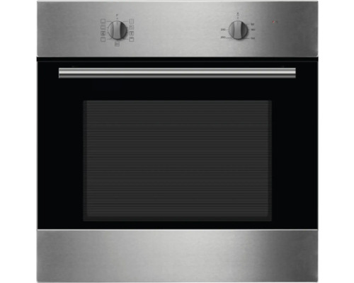 Four encastrable en acier inoxydable avec porte en verre noire et boutons rotatifs