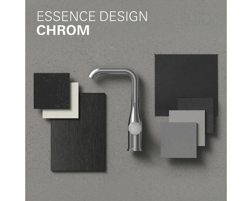 Robinet de cuisine en chrome avec échantillons de matériaux