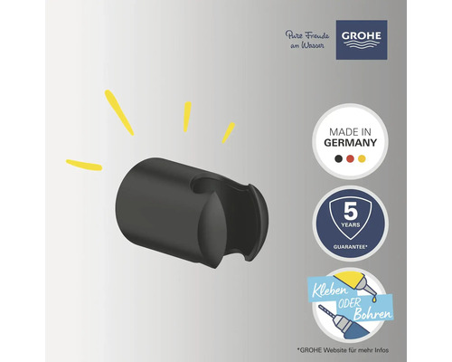 Brausehalter in Schwarz mit Herstellergarantie