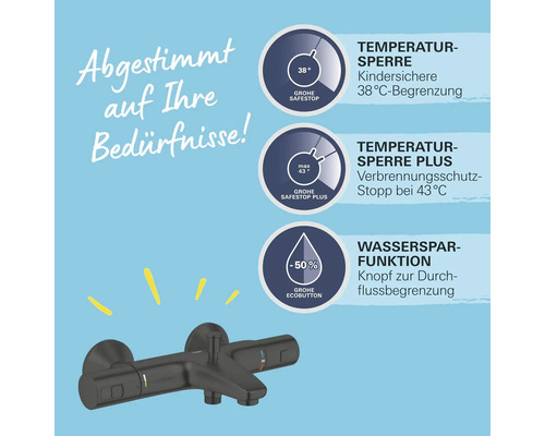 Grohe Aufputz-Brausebatterie mit Temperatur- und Wassersparfunktionen