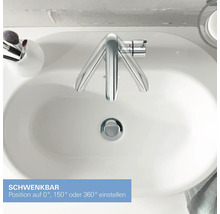 Waschbecken mit schwenkbarem Wasserhahn