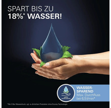 Wassersparendes Produkt mit Hinweis auf bis zu 18 Prozent Wasserersparnis