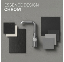 Küchenarmatur aus Chrom mit Materialproben