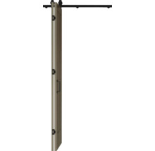 Porte coulissante en bois avec ferrures et rail de roulement