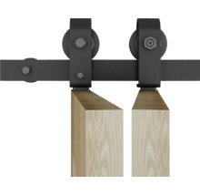 Quincaillerie de porte coulissante avec deux rouleaux et porte en bois