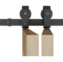 Ferrure de porte coulissante avec deux panneaux de bois