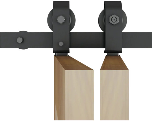 Ferrure de porte coulissante avec deux panneaux de bois