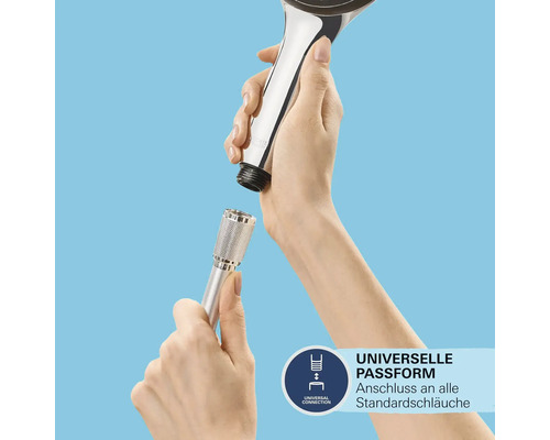 Handbrause mit universeller Passform für Standardanschlüsse