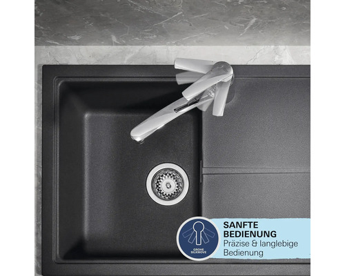 Spüle mit Armatur und Grohe SilkMove Symbol