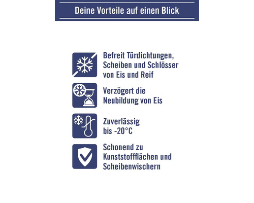 "Vorteile: Befreit Türdichtungen, Scheiben und Schlösser von Eis und Reif