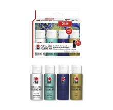 Marabu Perfect Cell Pouring Mix Ocean Set avec quatre couleurs