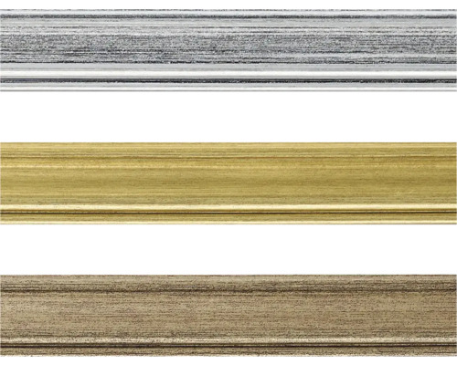 Trois moulures décoratives de différents matériaux et avec différentes surfaces