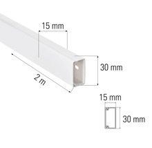Goulotte de câblage, 2 mètres de long, 15 mm de large et 30 mm de haut